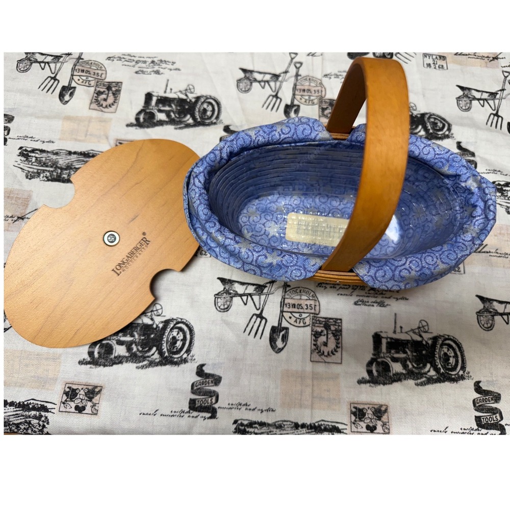 Longaberger 2000 Century Celebration Cheers Basket Lid Liner Protector Blue Star - Picture 2 of 5